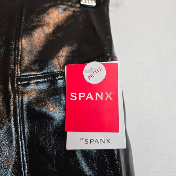 SPANX SP Faux Patent / Faux Leather Shaping Leggings — Classic Black, Size SP - Picture 9 of 14
